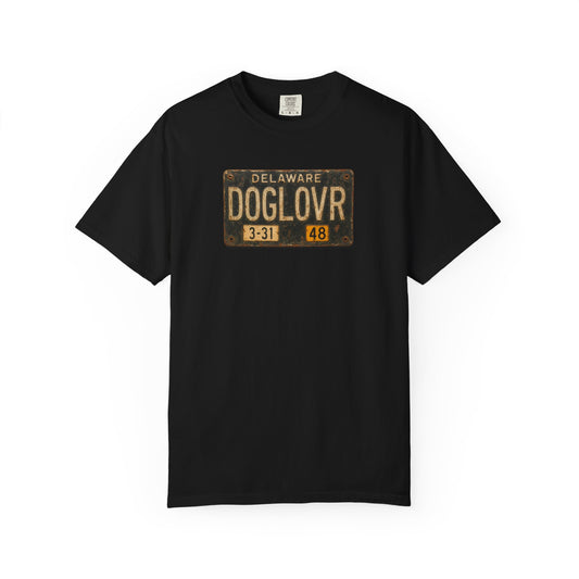 Vintage Delaware DOGLOVR State License Plate T-Shirt
