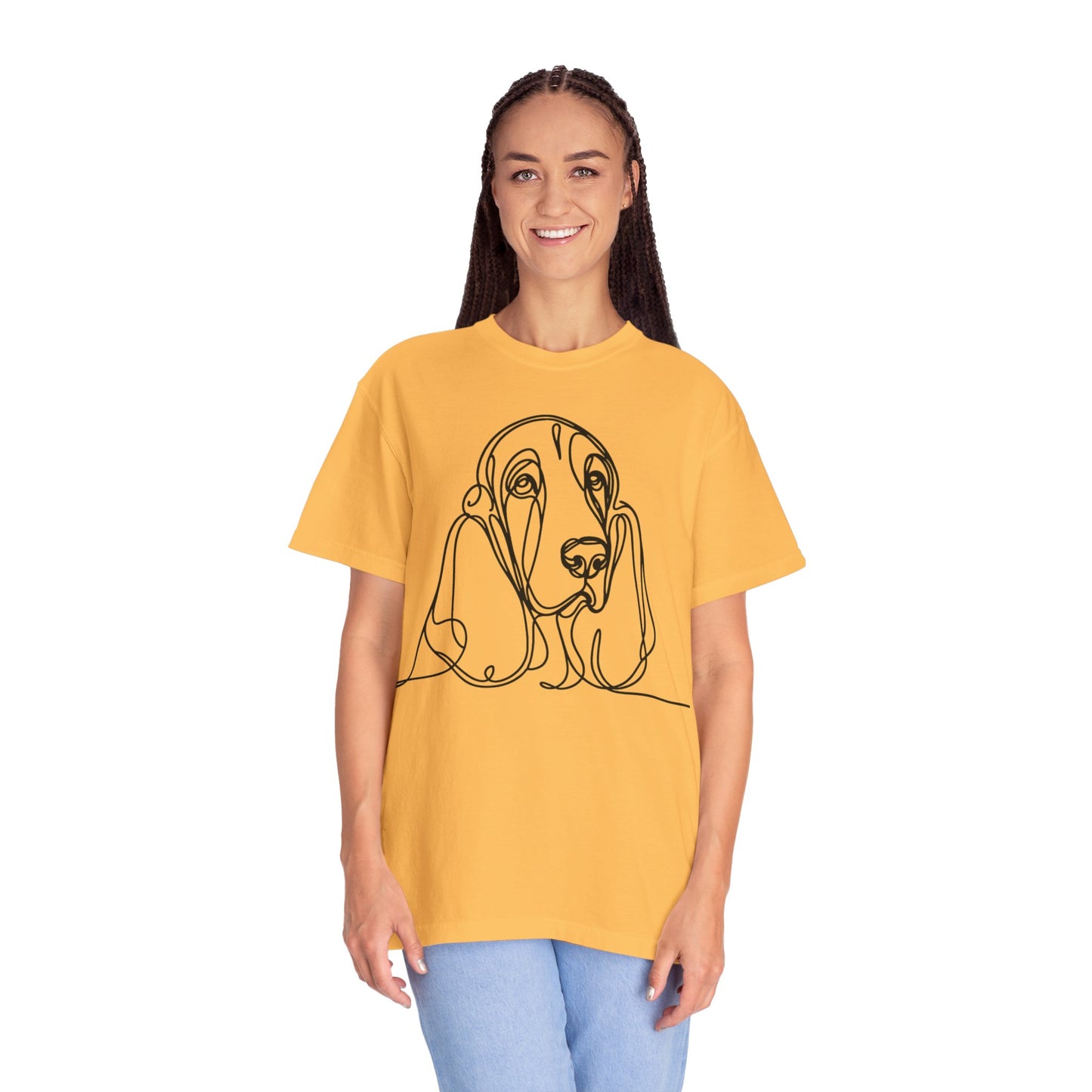 Basset Hound Line Art T-Shirt | Unisex Garment-Dyed Tee