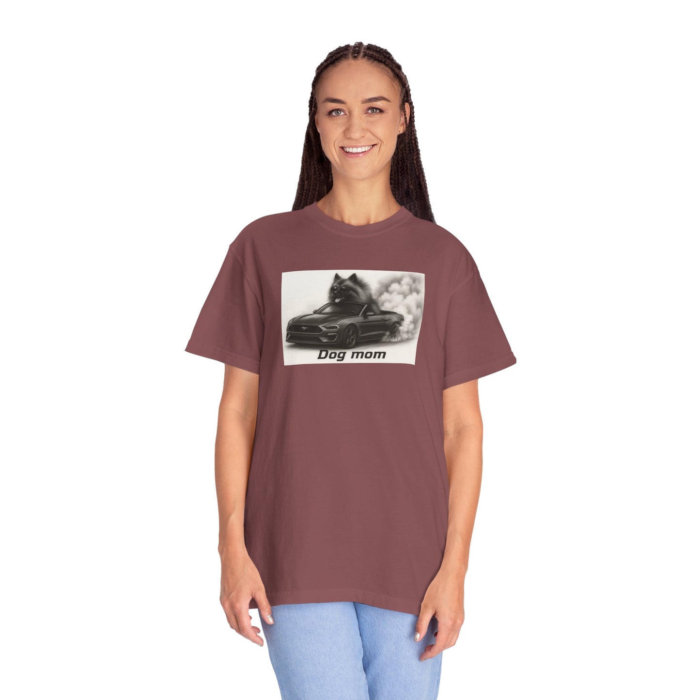 Dog Mom - Keeshond - “Cool Dogs in Cool Cars” T-Shirt Collection