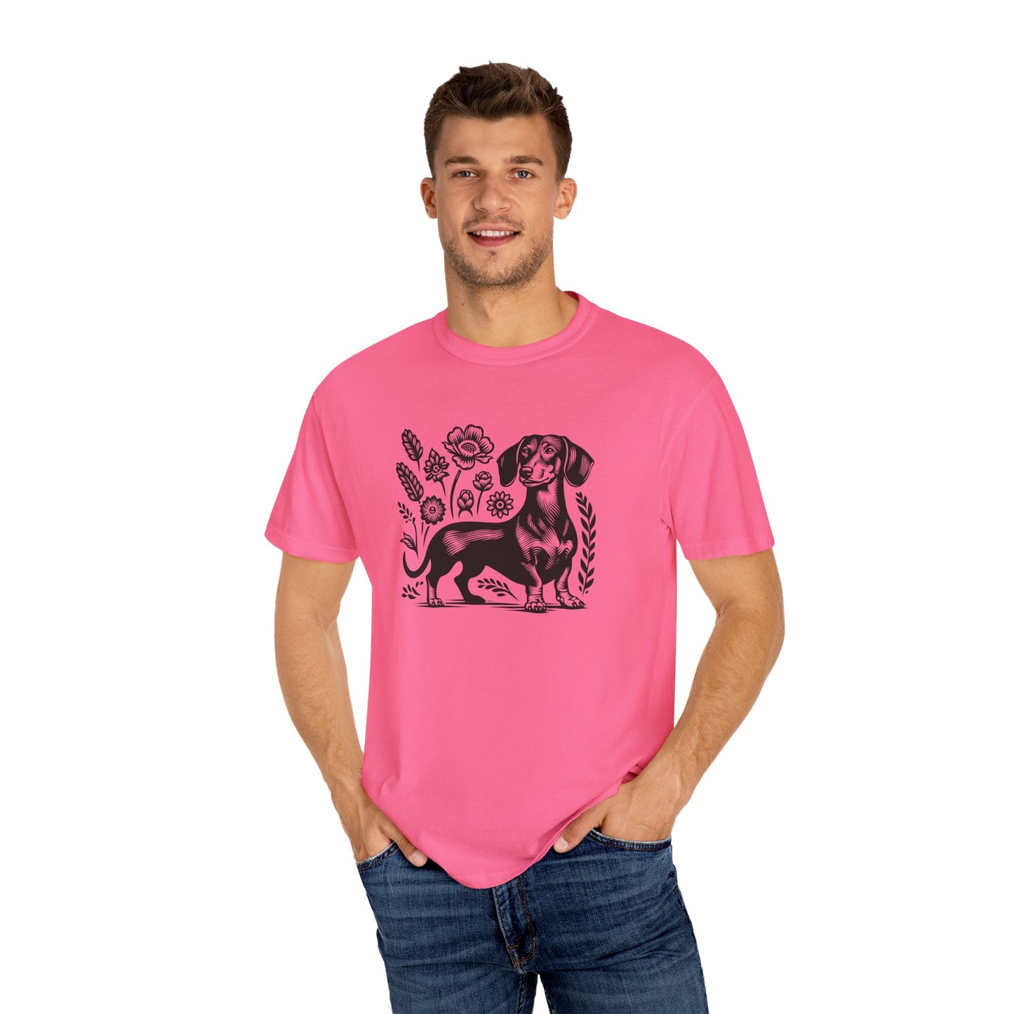Floral Dachshund Unisex T-Shirt - Comfy Pet Lover Gift