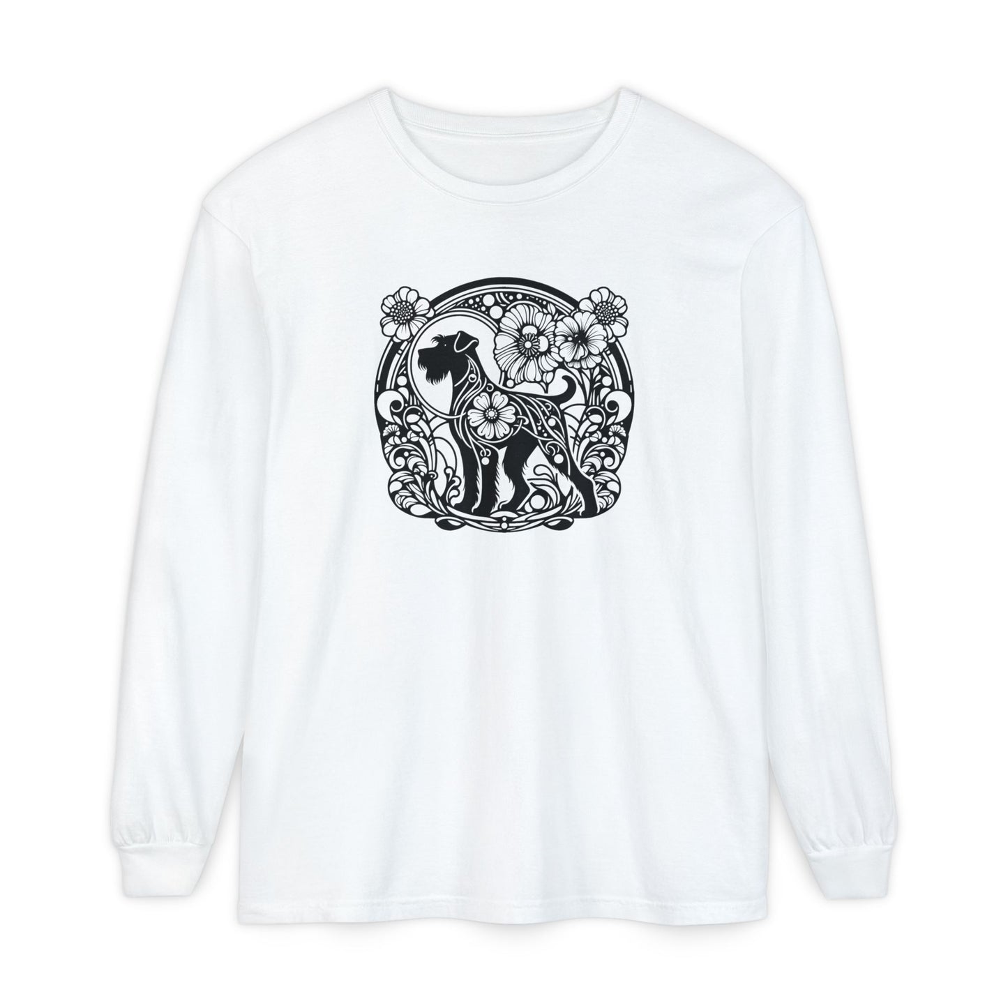 Floral Dog Long Sleeve T-Shirt - Unisex Tee for Animal Lovers
