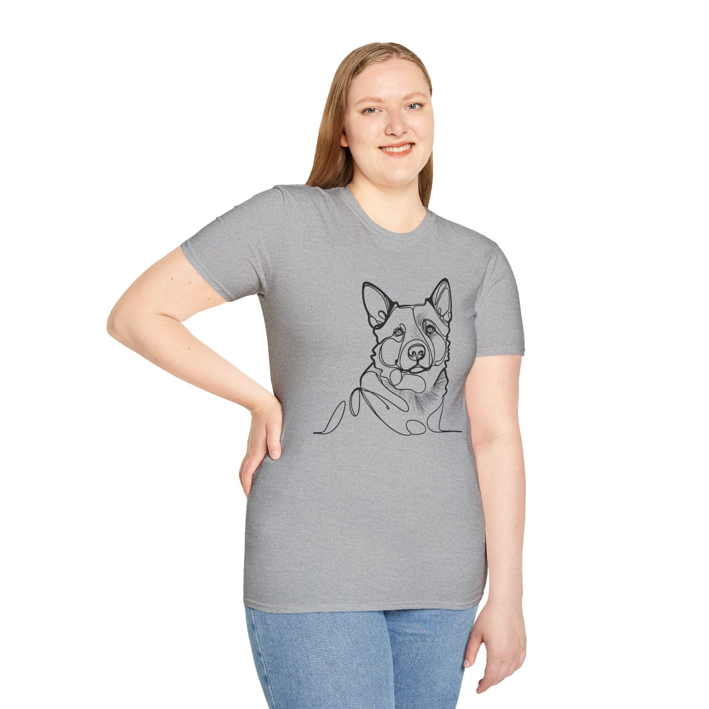 Blue Heeler Line Art Tee – Minimalist Dog Outline Design