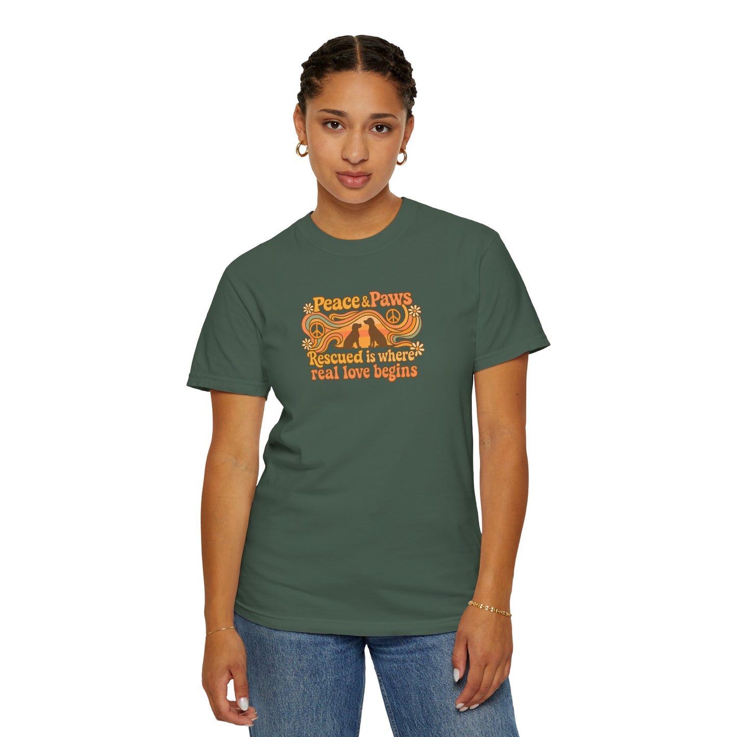Peace & Paws T-Shirt, Perfect Gift for Couples, Vintage Style Tee, Unisex Casual Wear, Summer Fashion, Statement Shirt