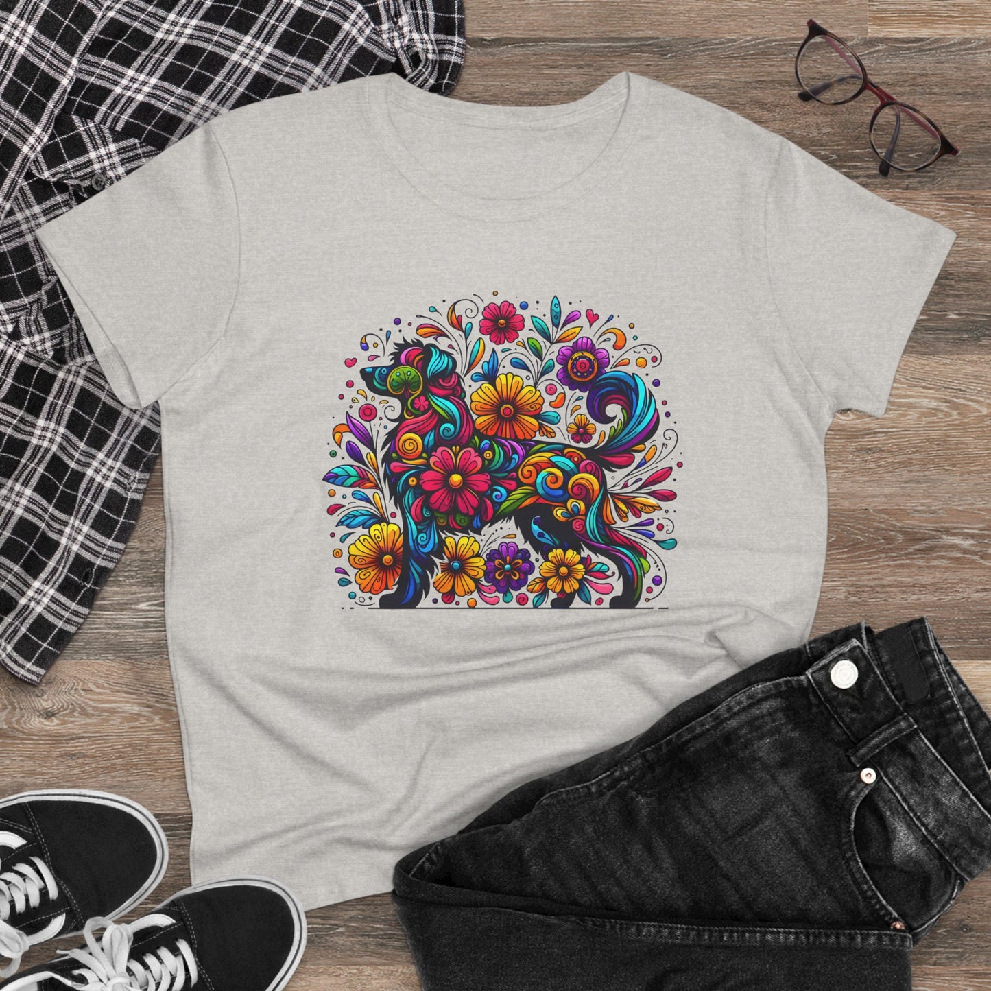 Women's Tee - Floral Dog Design
