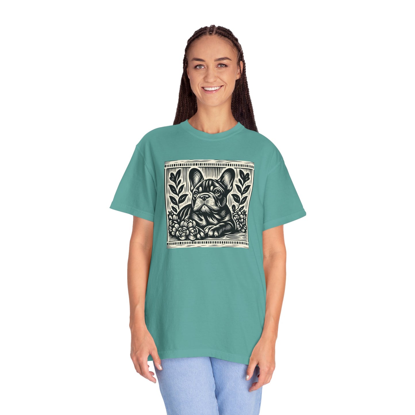 French Bulldog Vintage Graphic T-Shirt - Unisex Garment-Dyed Tee