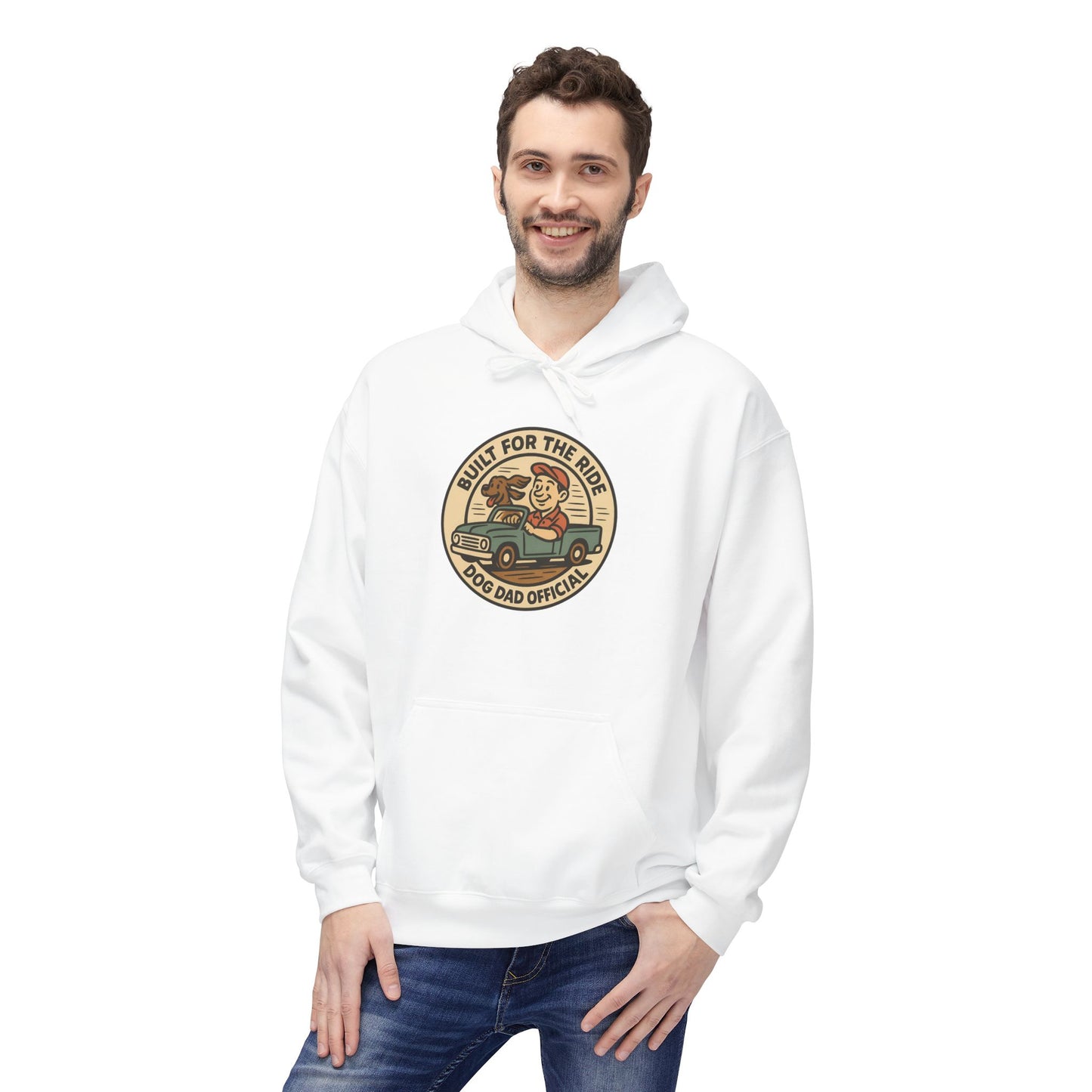 Dog Dad Fleece Hoodie, Unisex Softstyle Hooded Sweatshirt, Perfect Gift for Dog Lovers, Comfortable and Stylish