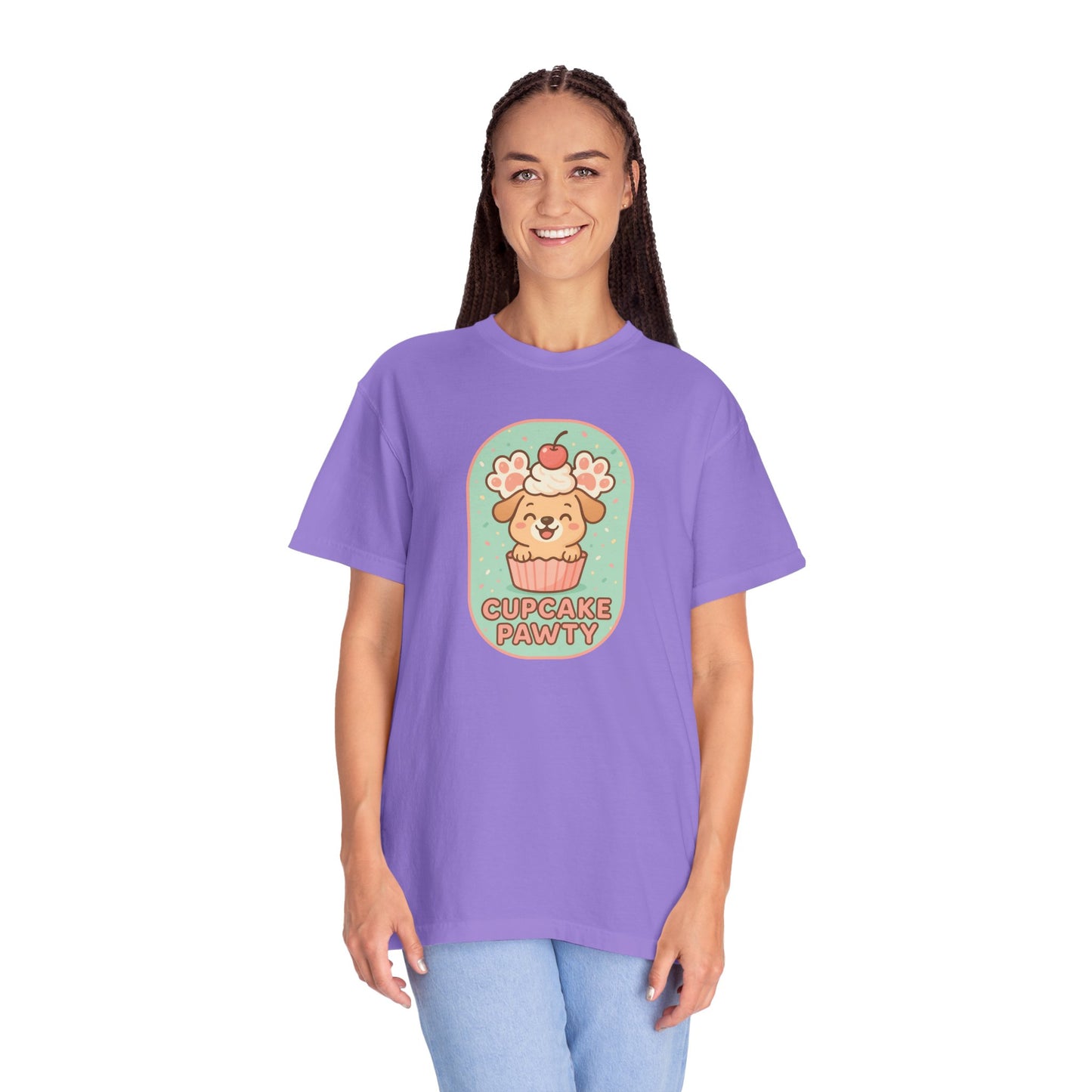 Cute Dog Cupcake Pawty Unisex T-shirt, Perfect for Animal Lovers, Pet Birthdays, Gifts, Casual Wear, Fun Gatherings, Dog Celebrations