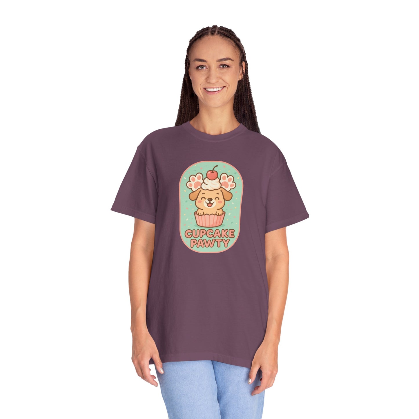 Cute Dog Cupcake Pawty Unisex T-shirt, Perfect for Animal Lovers, Pet Birthdays, Gifts, Casual Wear, Fun Gatherings, Dog Celebrations