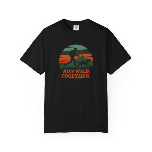 Canicross - Unisex Garment-Dyed T-Shirt - Run Wild Together Adventure Tee