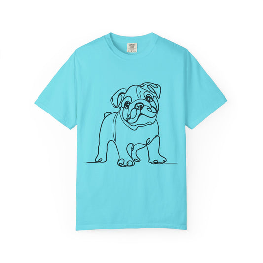 Unisex Garment-Dyed T-shirt with Minimalist Bulldog Design