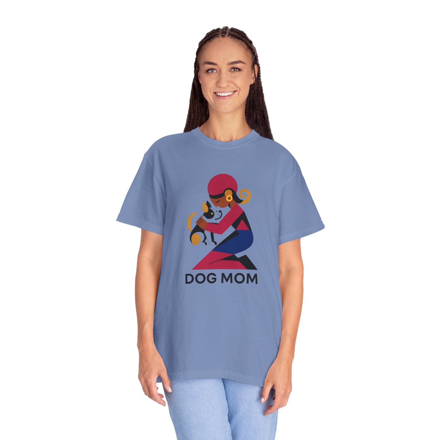 Dog Mom Garment-Dyed T-Shirt, Gift for Dog Lovers, Casual Wear, Pet Owner Apparel, Mother's Day Gift, Animal Lover Tee