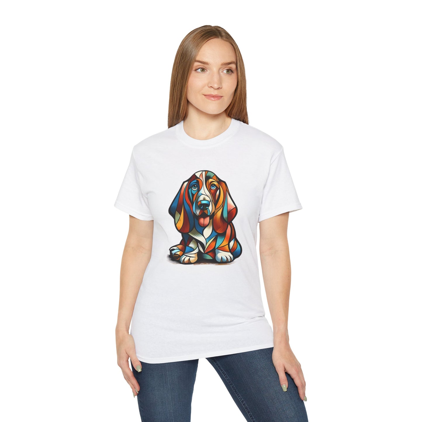 “Petcasso Pup – The Bold Basset Hound Tee”