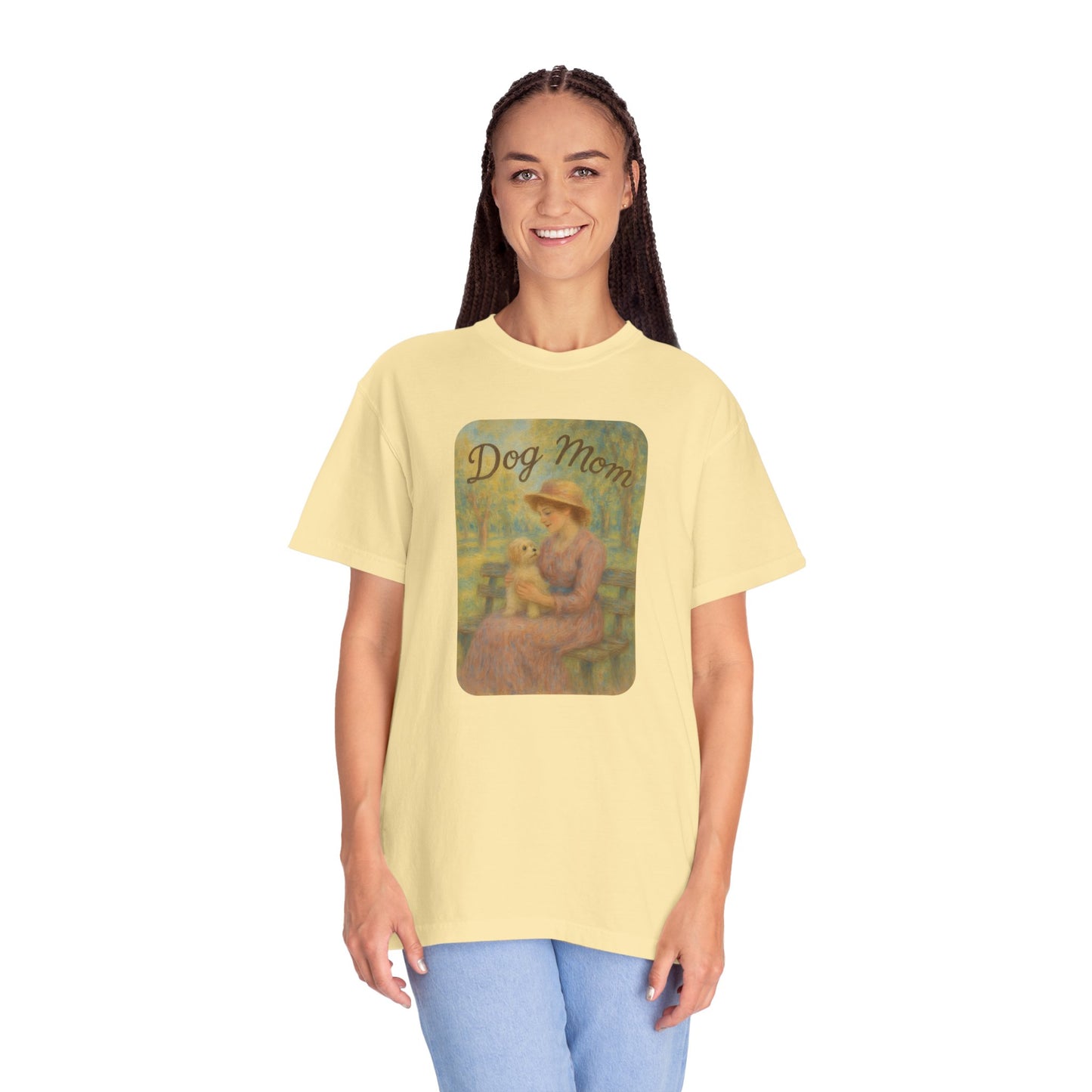 Dog Mom Garment-Dyed T-Shirt - Perfect Gift for Pet Lovers, Casual Wear, Dog Owners, Mother's Day, Dog-Themed Apparel