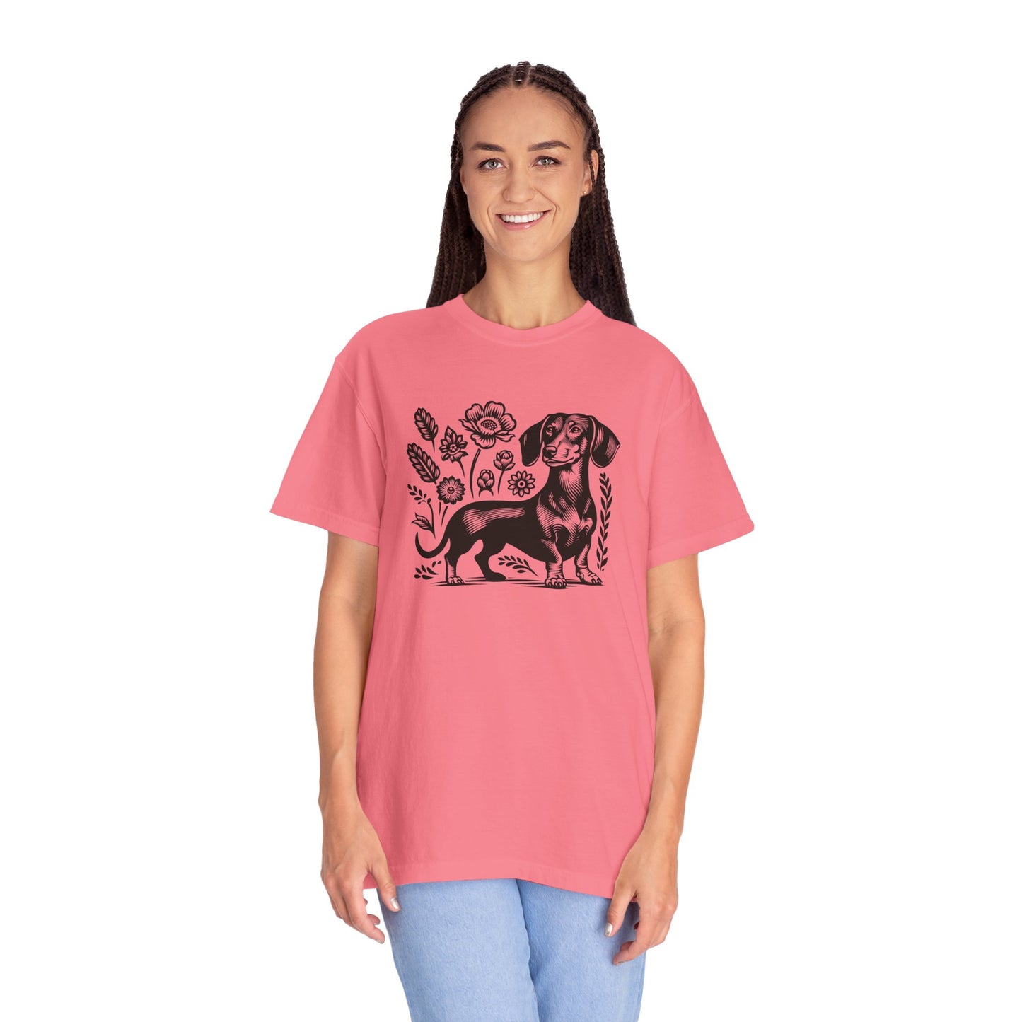 Floral Dachshund Unisex T-Shirt - Comfy Pet Lover Gift