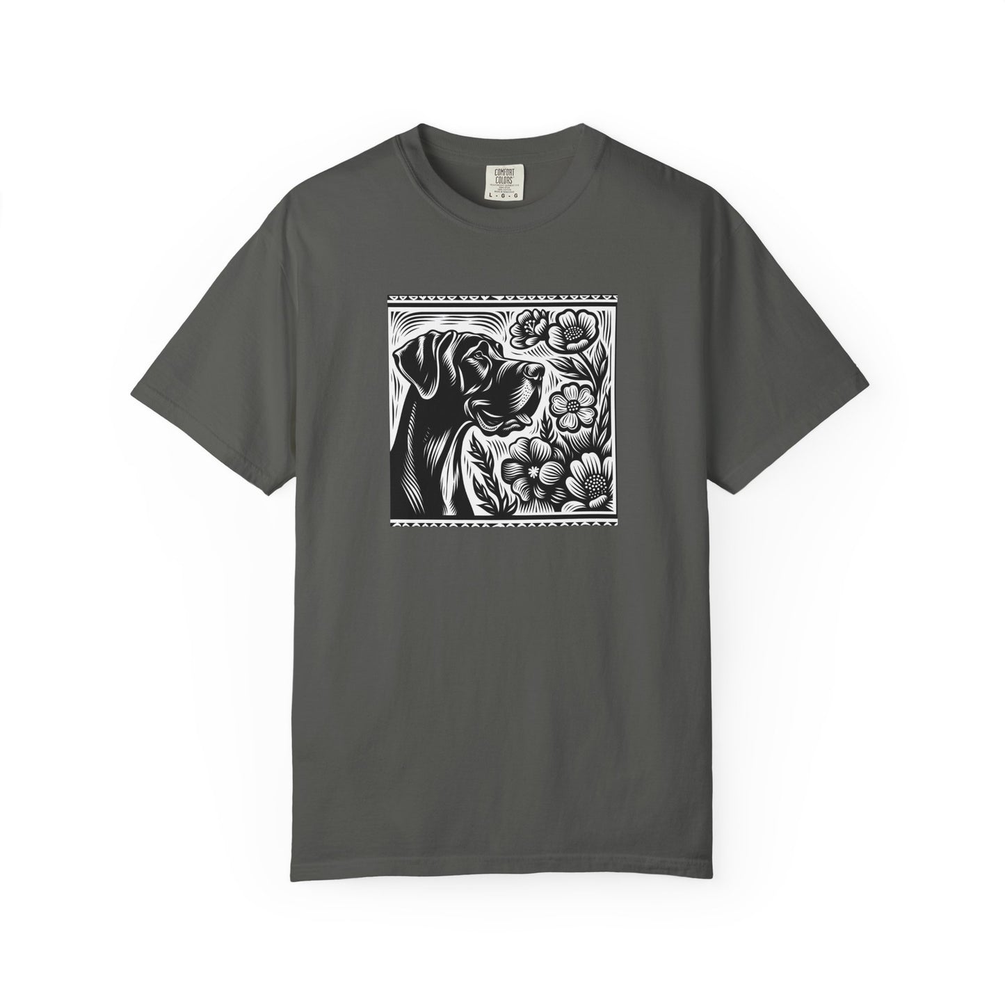 Great Dane Dog Lover's Floral Print T-Shirt | Unisex Garment-Dyed Tee