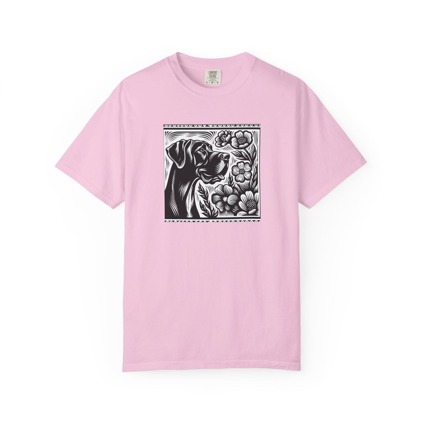 Great Dane Dog Lover's Floral Print T-Shirt | Unisex Garment-Dyed Tee