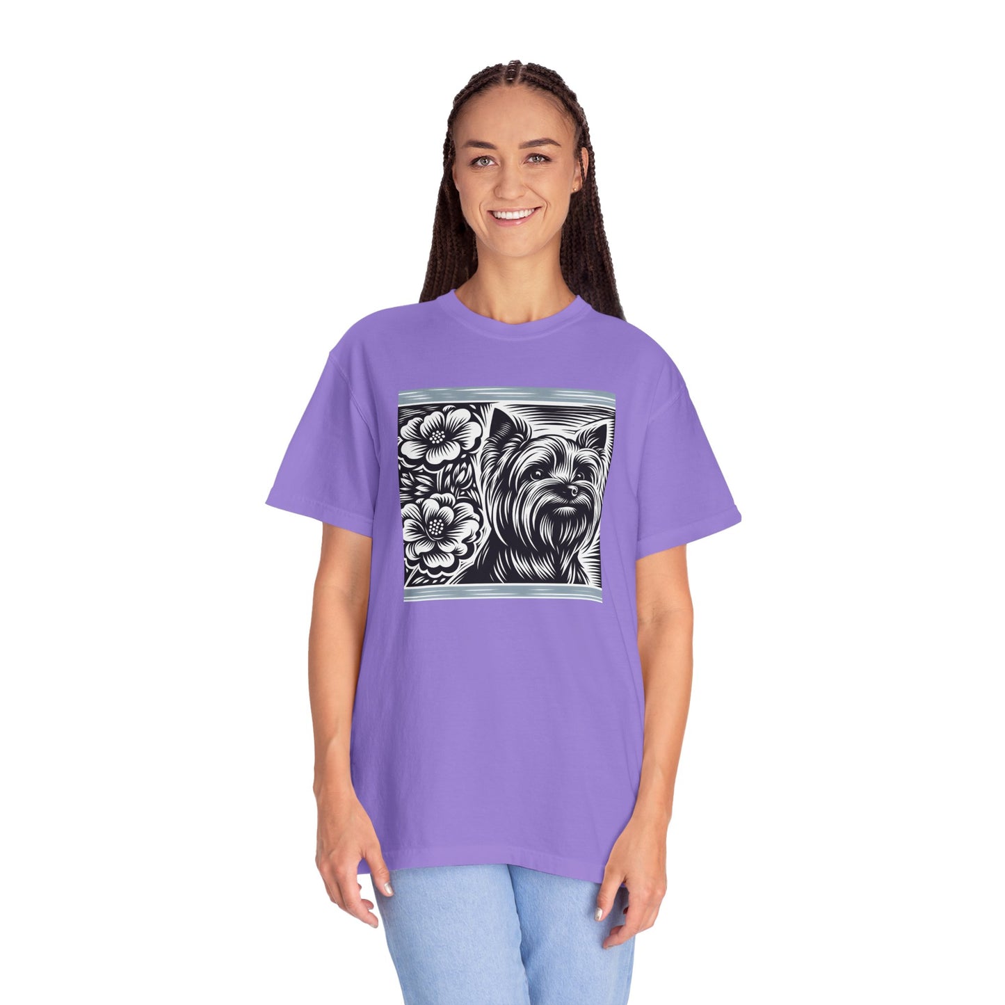 Cute Yorkie Floral T-Shirt for Dog Lovers