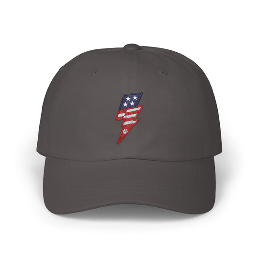 Patriotic Classic Dad Cap - Vintage American Flag Lightning Bolt Design, Perfect for Father's Day, Summer Outings, Casual Wear