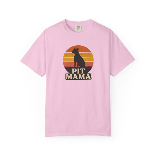 PIT MAMA Unisex Garment-Dyed T-Shirt, Dog Lover Gift, Pet Mom Apparel, Casual Tee, Perfect for Everyday Wear