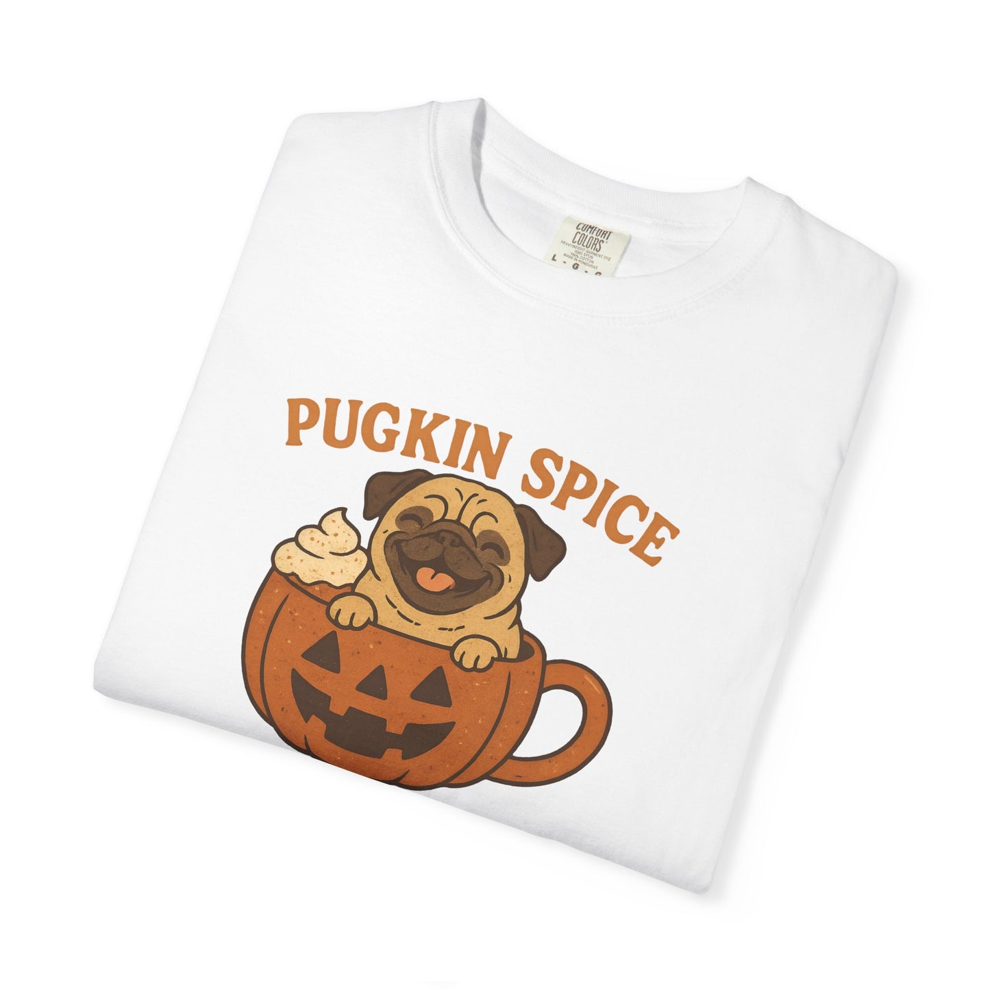 Pugkin Spice T-shirt, Fall Fashion Tee, Cozy Halloween Shirt, Dog Lover Gift, Unisex Graphic Tee, Cute Seasonal Apparel