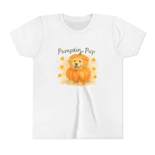 Adorable Pumpkin Pup Youth Tee - Perfect for Fall, Halloween, Kids' Fashion, Animal Lovers, Gift for Celebrations