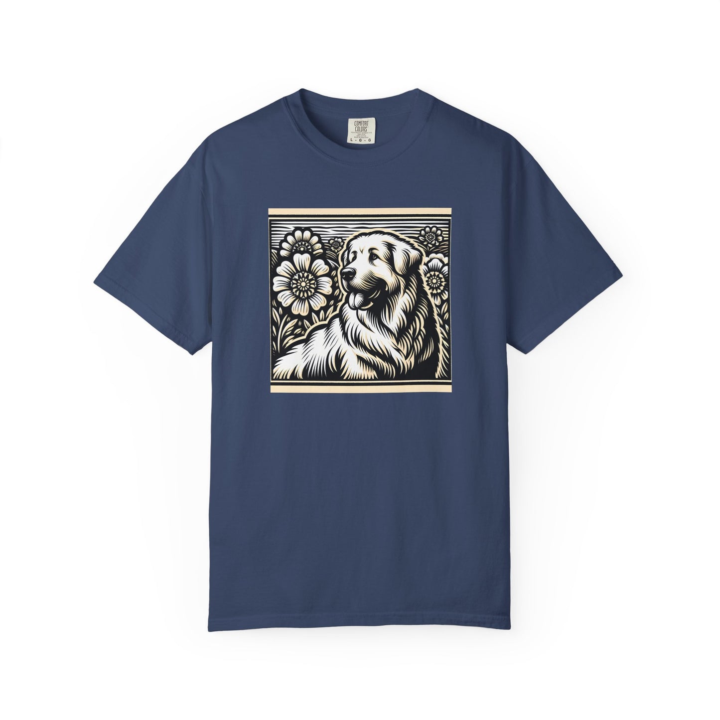 Great Pyrenees - Unisex Dog Lover T-Shirt - Garment-Dyed Vintage Floral Design