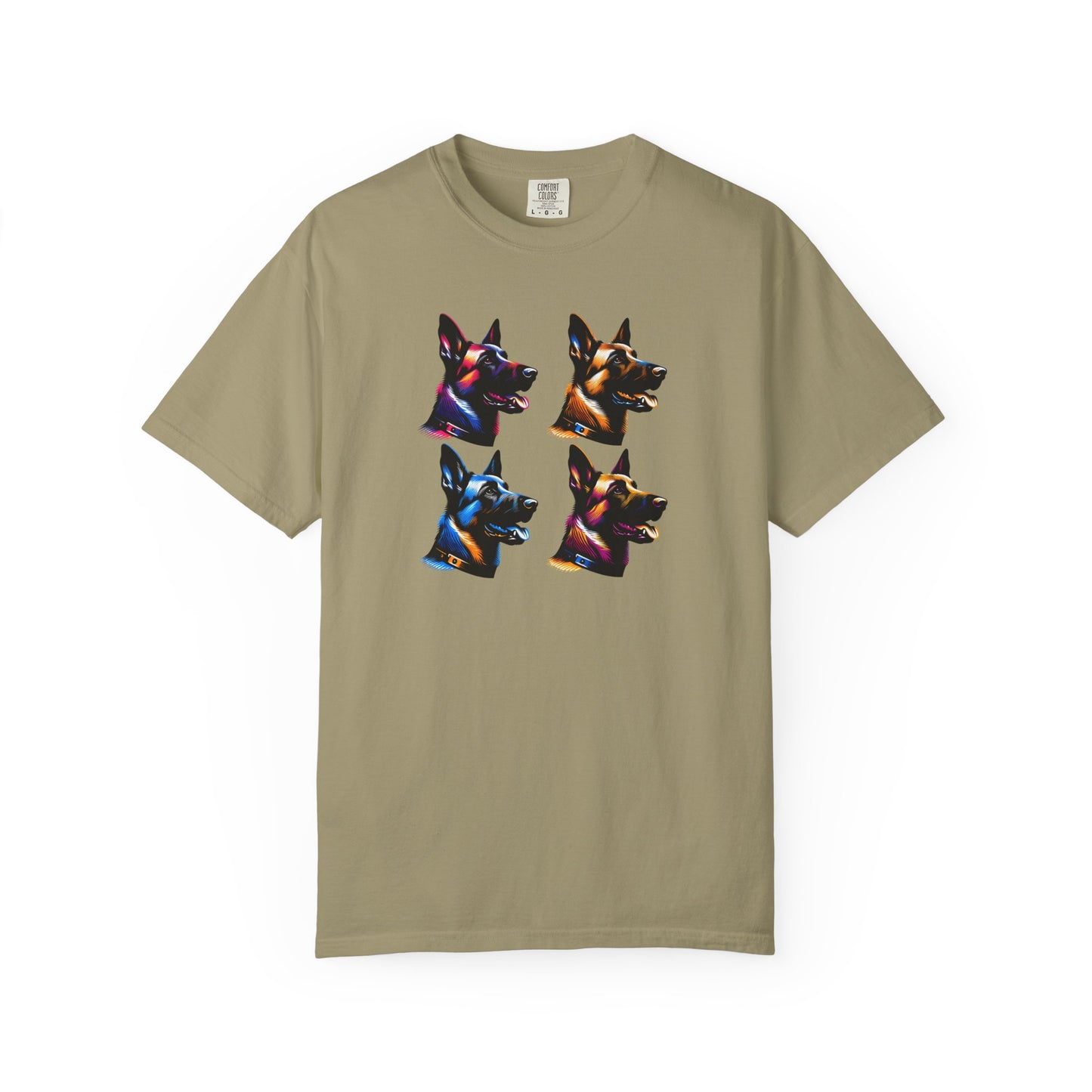 Colorful Belgium Malinois Portrait Unisex Garment-Dyed T-Shirt