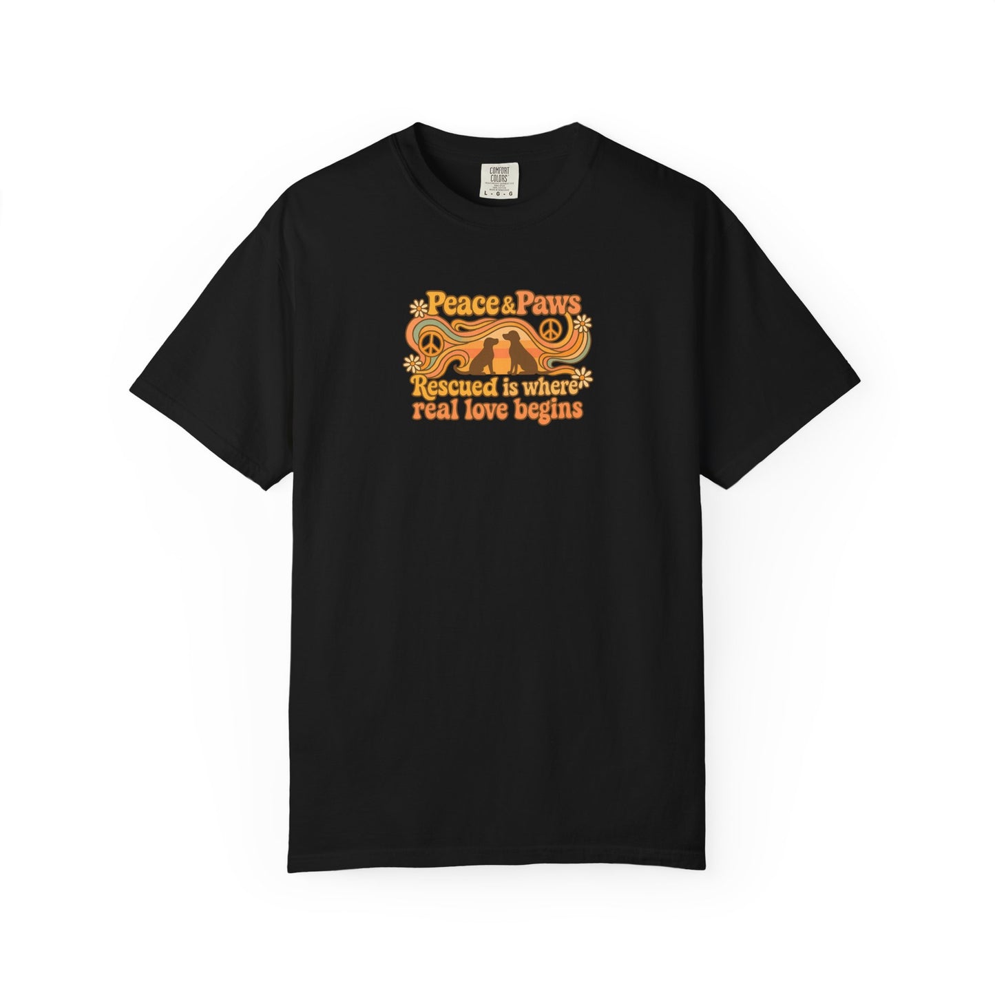 Peace & Paws T-Shirt, Vintage Style Tee