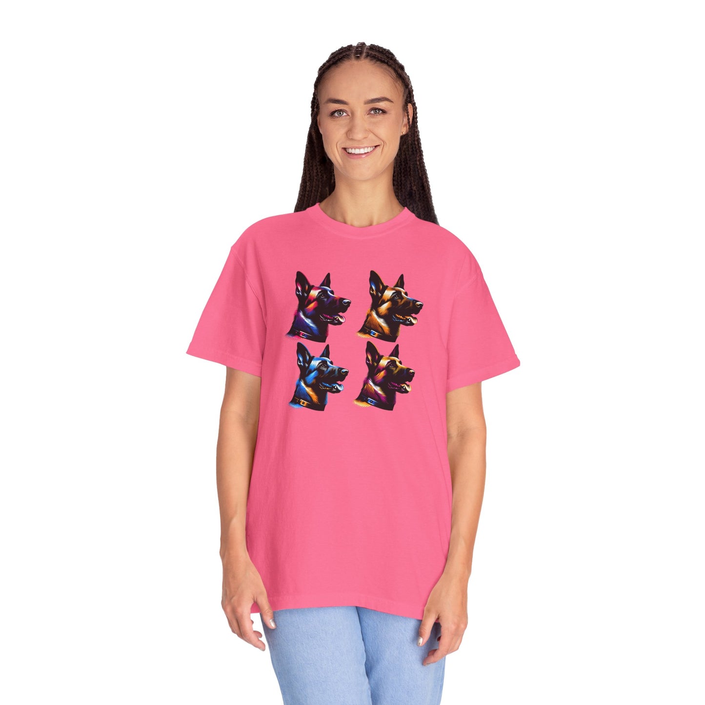 Colorful Belgium Malinois Portrait Unisex Garment-Dyed T-Shirt