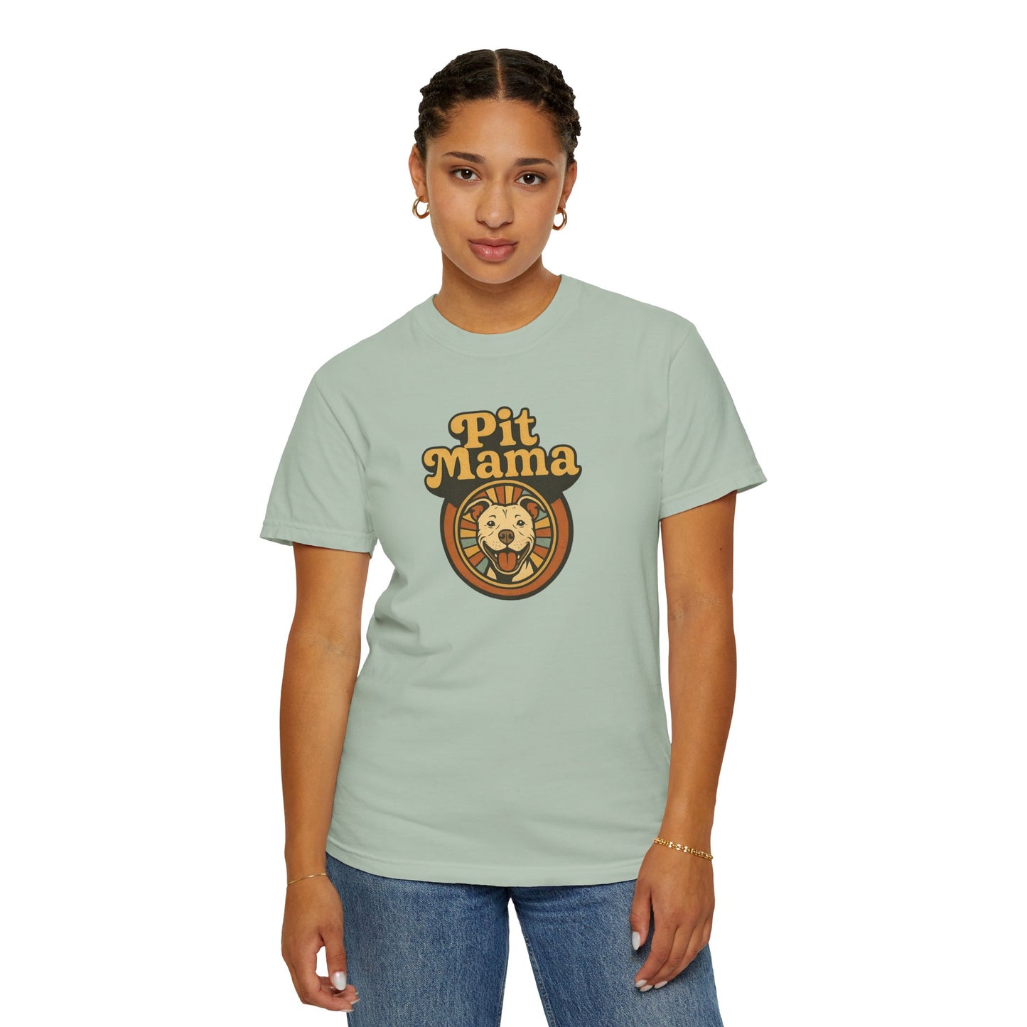 Pit Mama Unisex Garment-Dyed T-shirt | Perfect for Dog Lovers, Animal Advocates, Casual Wear, Mother's Day Gift, Pet Enthusiasts