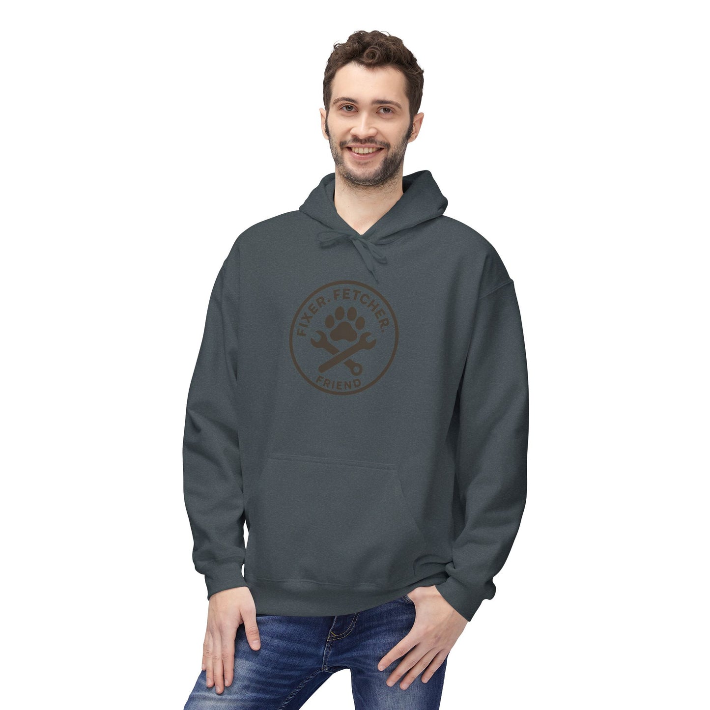 Dog Dad Fleece Hoodie, Unisex Softstyle Hooded Sweatshirt, Perfect Gift for Dog Lovers, Comfortable and Stylish