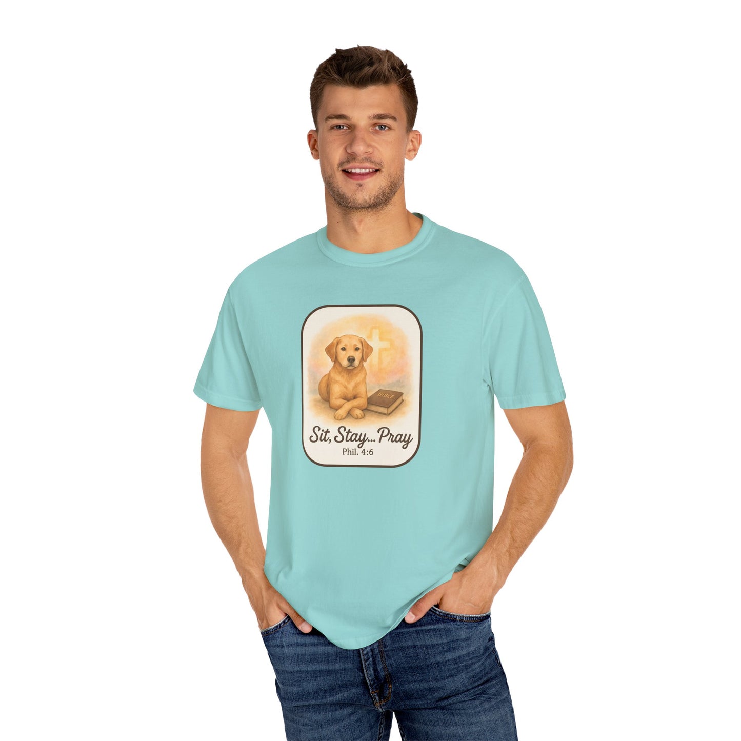 Faith-Inspired Dog Lovers T-Shirt, Unisex Tee, Gift for Pet Owners, Friendship Apparel, Casual Church Wear, Stay Pray Dog Design