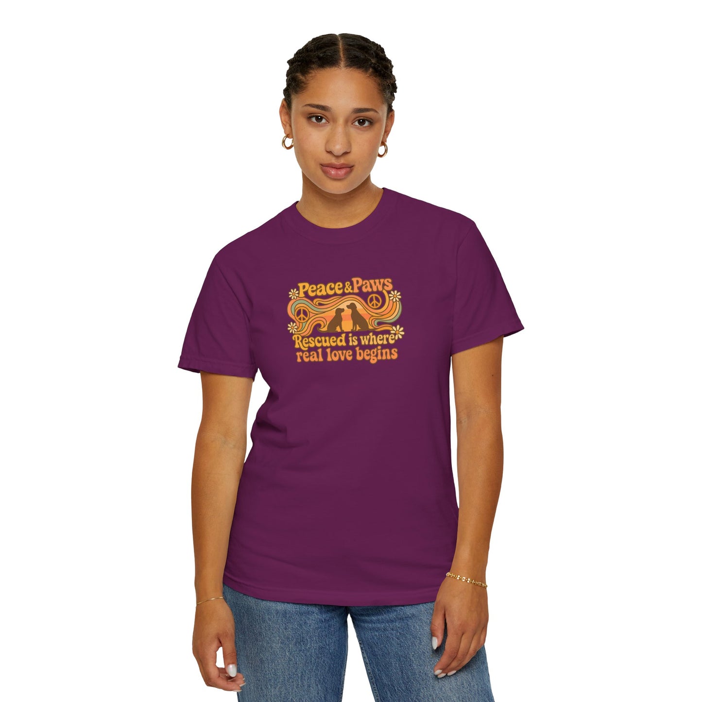 Peace & Paws T-Shirt, Perfect Gift for Couples, Vintage Style Tee, Unisex Casual Wear, Summer Fashion, Statement Shirt