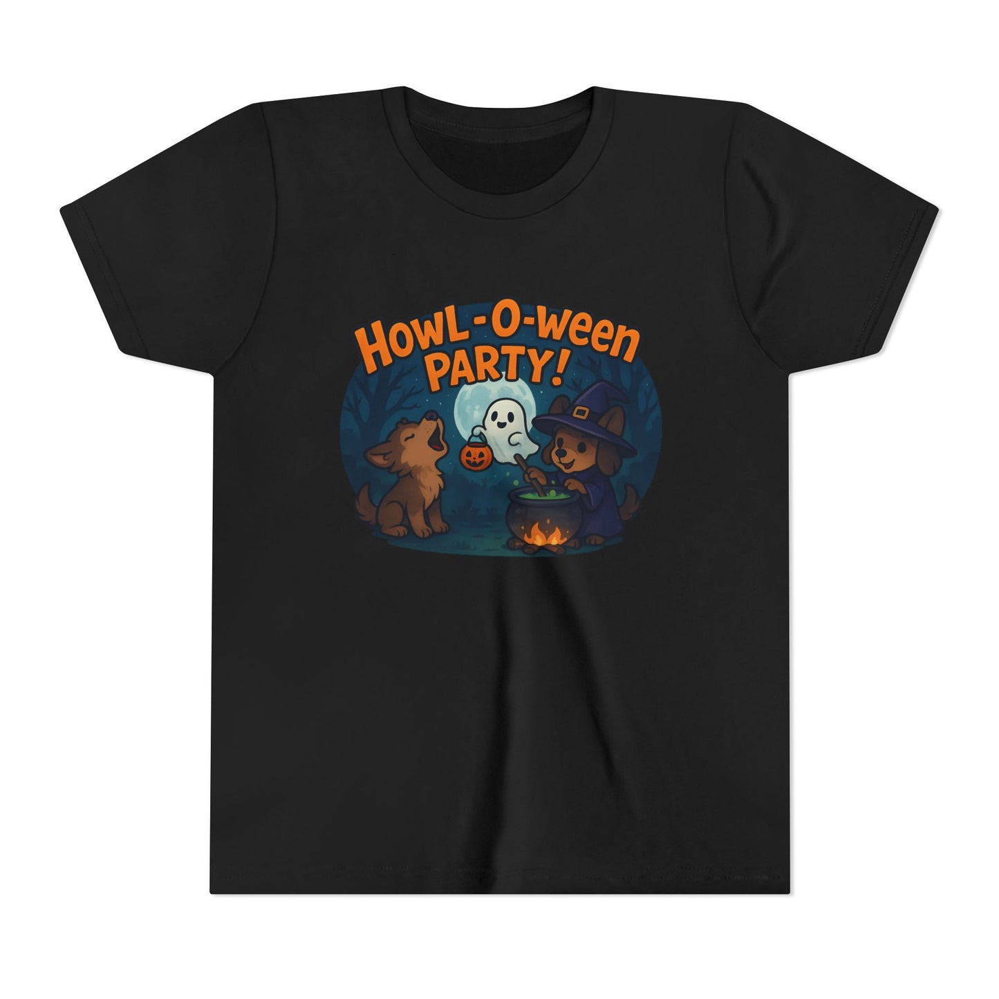 Halloween Youth Tee, Spooky Shirt, Kids Costume, Howl-O-Ween Party Top, Trick or Treat Apparel, Fun Halloween Clothing