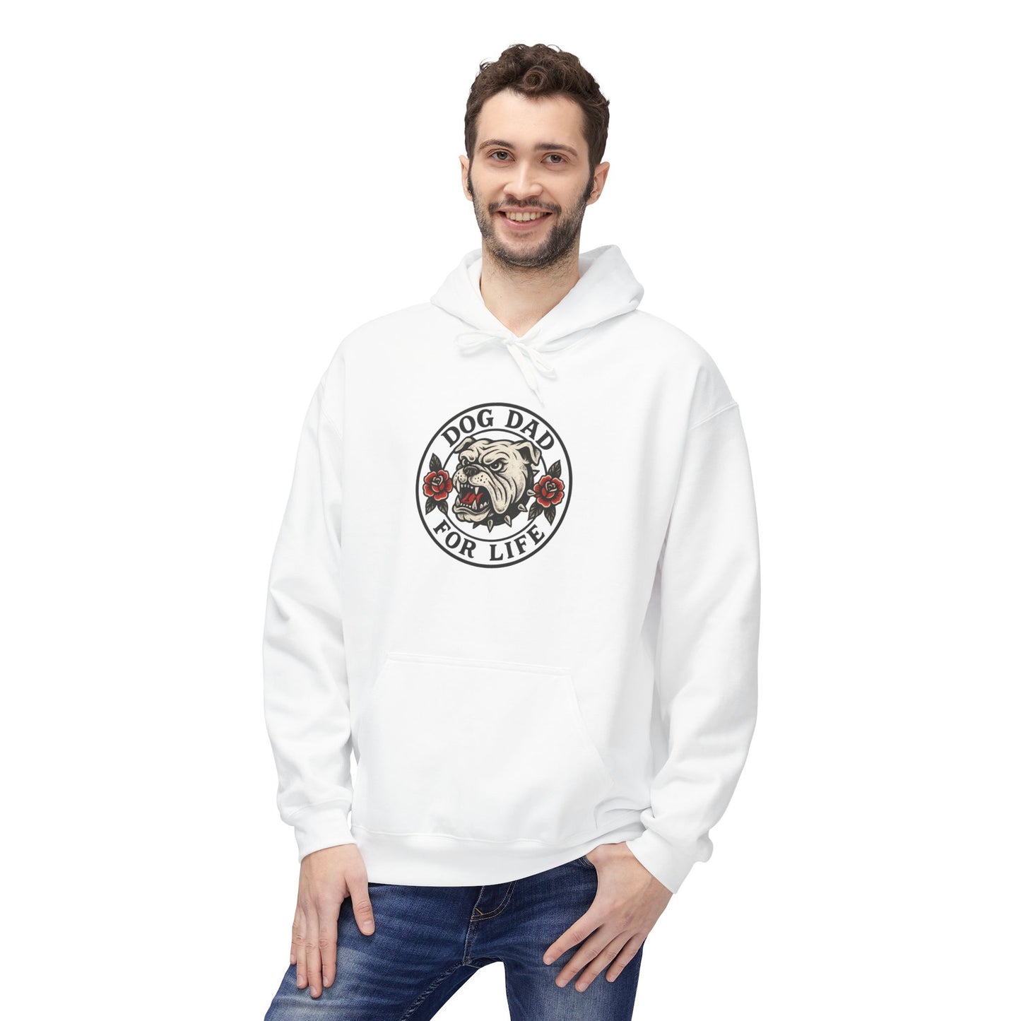 Dog Dad Fleece Hoodie, Unisex Softstyle Hooded Sweatshirt, Perfect Gift for Dog Lovers, Comfortable and Stylish