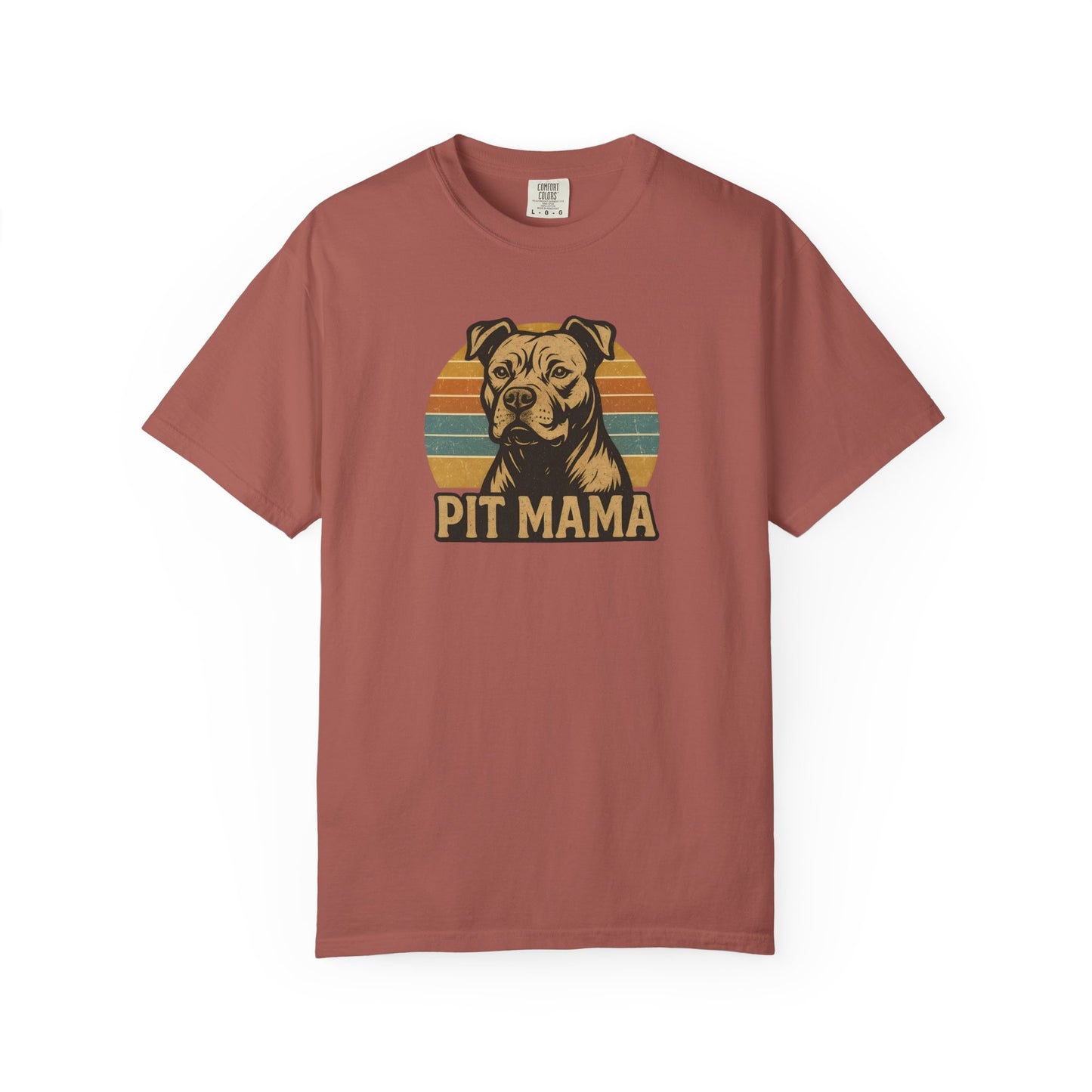 Retro Pit Mama T-Shirt | Garment-Dyed Tee for Dog Lovers | Perfect for Casual Wear, Gifts, Birthdays, Pet Celebrations, Dog Adoption Events