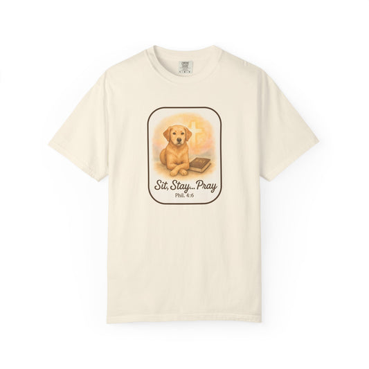 Faith-Inspired Dog Lovers T-Shirt, Unisex Tee, Gift for Pet Owners, Friendship Apparel, Casual Church Wear, Stay Pray Dog Design