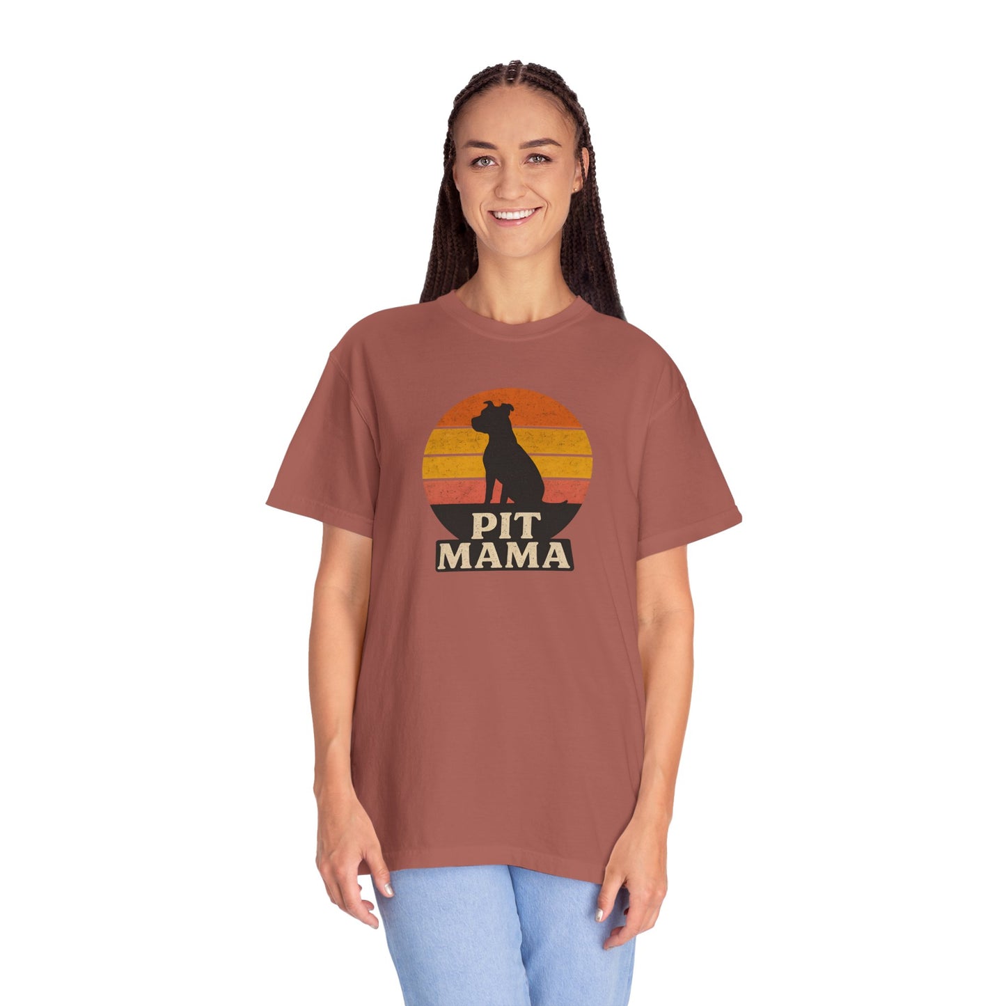 PIT MAMA Unisex Garment-Dyed T-Shirt, Dog Lover Gift, Pet Mom Apparel, Casual Tee, Perfect for Everyday Wear