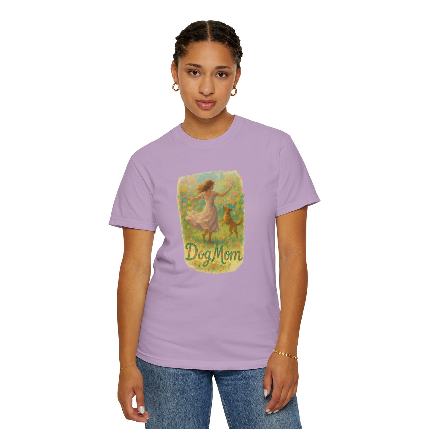 Dog Mom T-Shirt, Cute Animal Lover Tee, Gift for Pet Moms, Garment-Dyed T-Shirt, Casual Summer Shirt, Birthday Gift, Dog Lover Merchandise