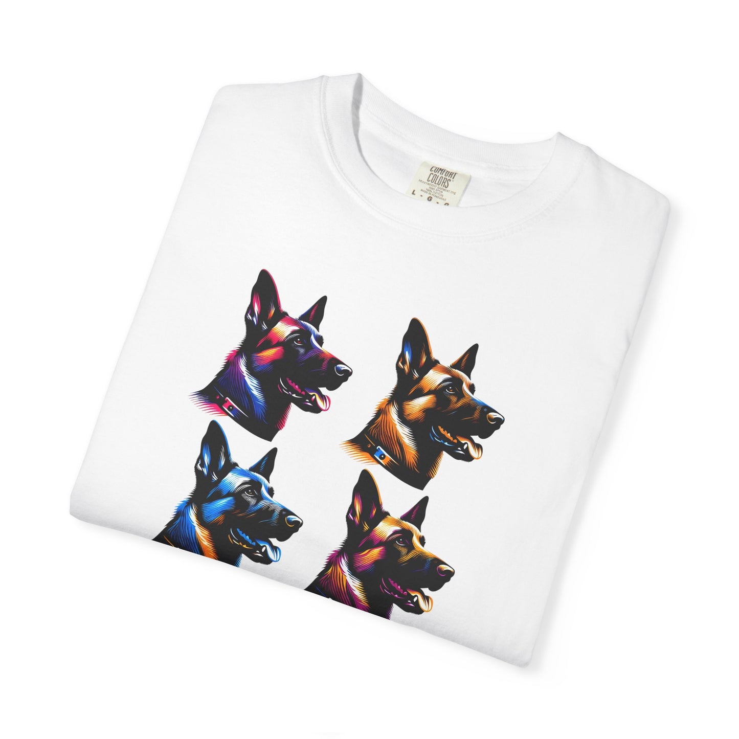 Colorful Belgium Malinois Portrait Unisex Garment-Dyed T-Shirt