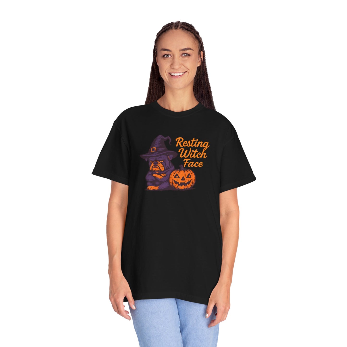 Halloween Bulldog Witch T-Shirt, Funny Resting Witch Face Tee