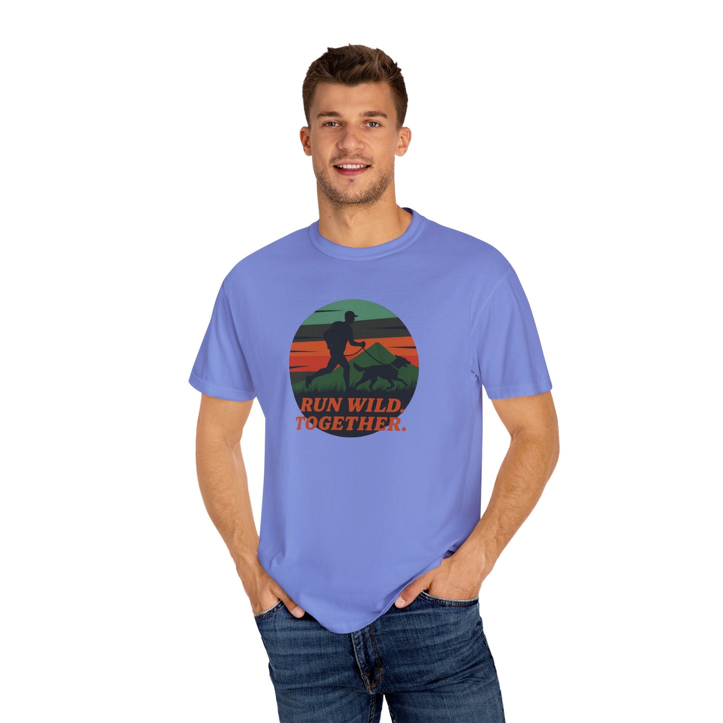 Canicross - Unisex Garment-Dyed T-Shirt - Run Wild Together Adventure Tee