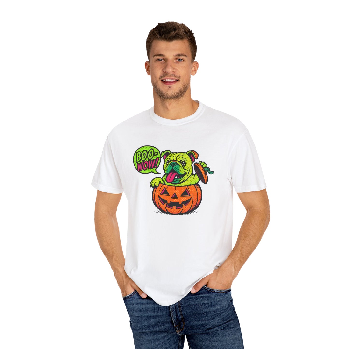 Playful Halloween Dog T-Shirt, Fun Casual Tee, Pet Lovers Gift, Fall Fashion, Trick or Treat Shirt, Unique Graphic Tee