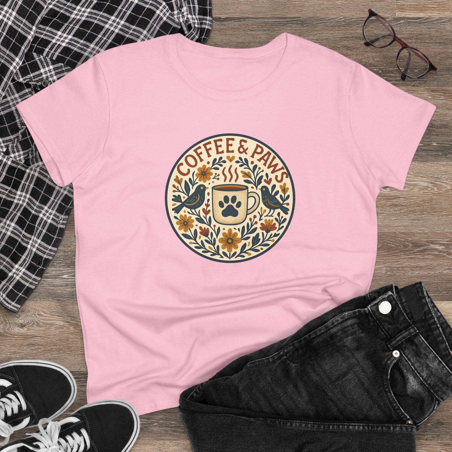 Cozy Coffee & Paws Tee, Casual Animal Lover T-Shirt, Gift for Pet Owners, Cute Coffee Shirt, Summer Essentials, Coffee Lover Apparel