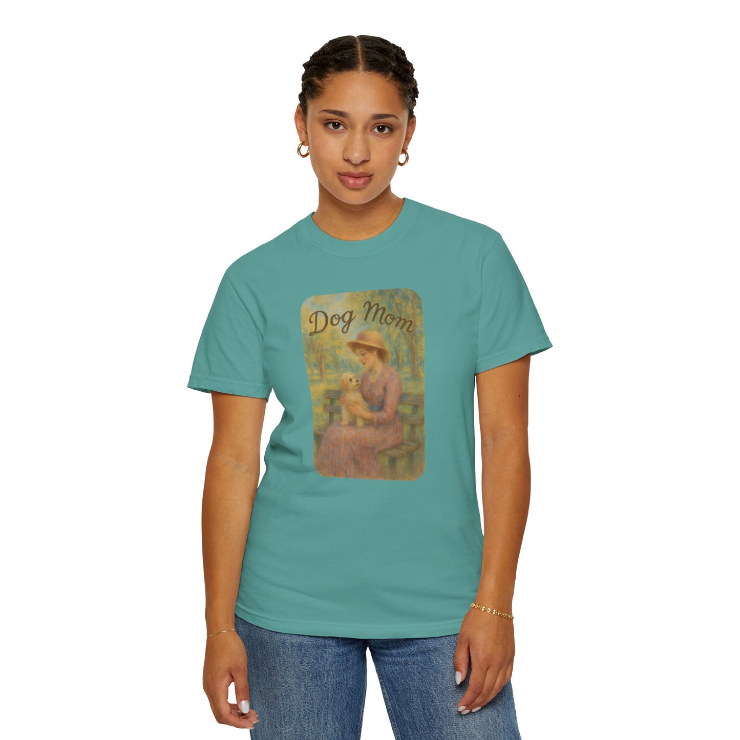 Dog Mom Garment-Dyed T-Shirt - Perfect Gift for Pet Lovers, Casual Wear, Dog Owners, Mother's Day, Dog-Themed Apparel