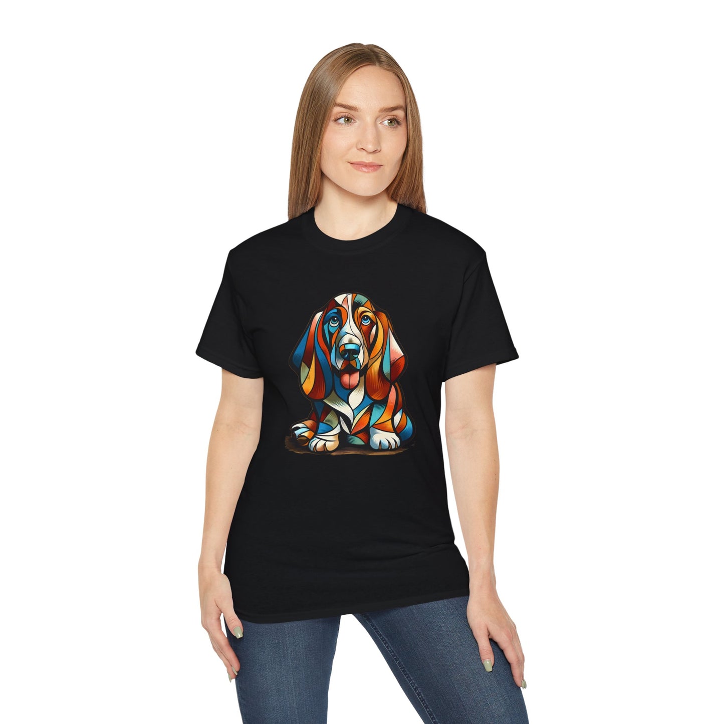 “Petcasso Pup – The Bold Basset Hound Tee”
