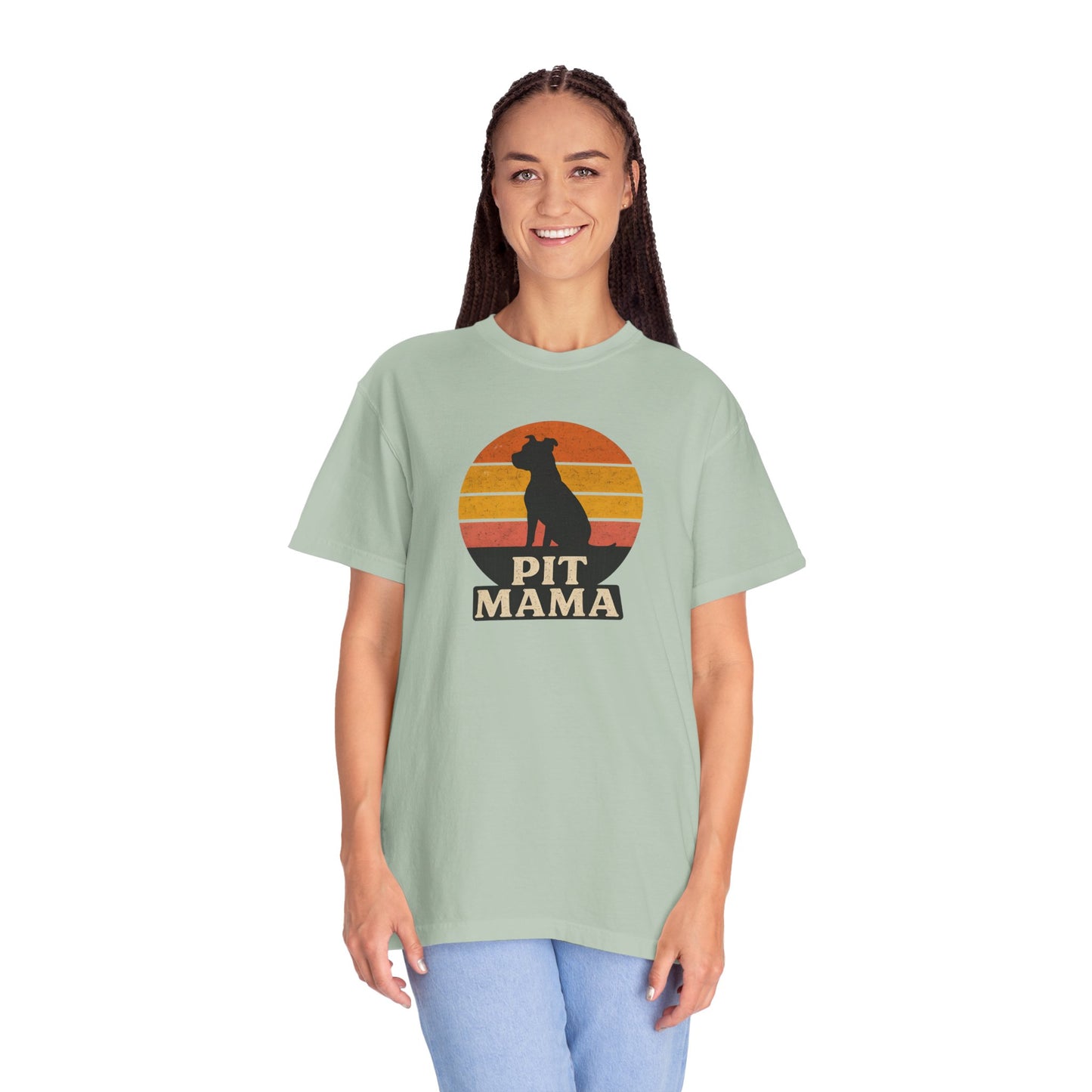 PIT MAMA Unisex Garment-Dyed T-Shirt, Dog Lover Gift, Pet Mom Apparel, Casual Tee, Perfect for Everyday Wear