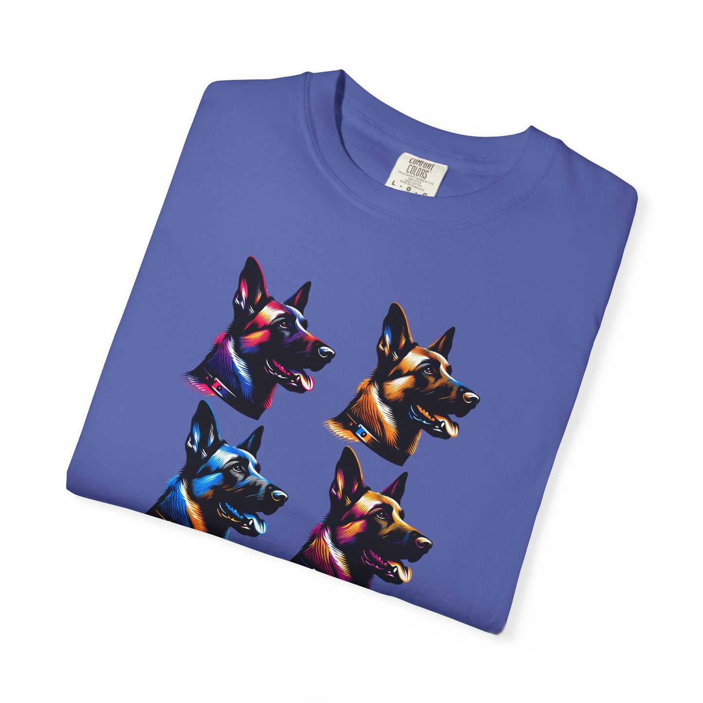 Colorful Belgium Malinois Portrait Unisex Garment-Dyed T-Shirt