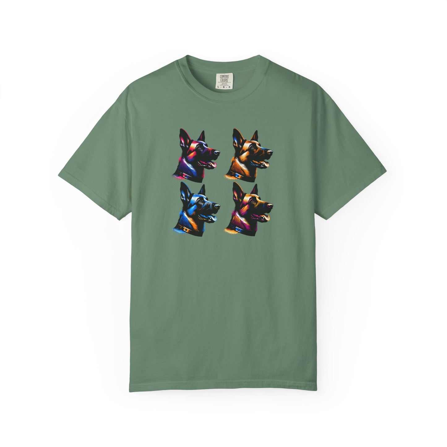 Colorful Belgium Malinois Portrait Unisex Garment-Dyed T-Shirt