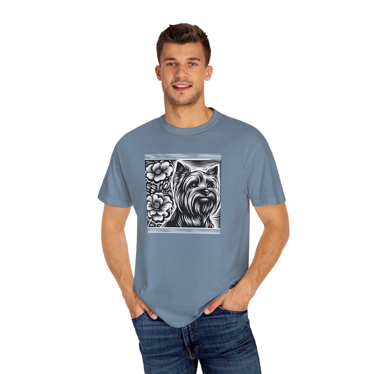 Cute Yorkie Floral T-Shirt for Dog Lovers
